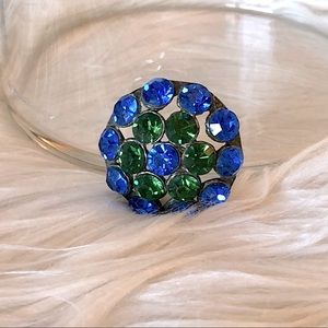Vintage green and blue jeweled button